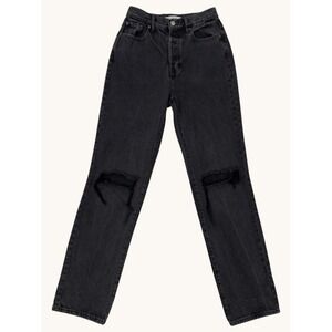 PacSun Dad Jean High Waisted Distressed Straight Leg Black Denim Size 25